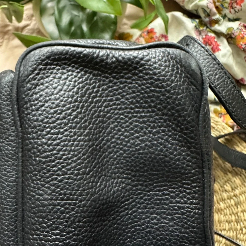 Michael Kors Abbey Large Backpack Black Pebbled Leather Gold Tone Hardware Bag